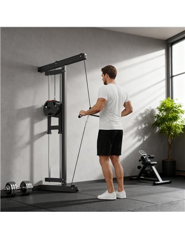 SPORTNOW Wall Mounted Lat Pull Down Machine, Crossover Cable Machine with High & Low Pulleys for Home Gym Full Body Workout