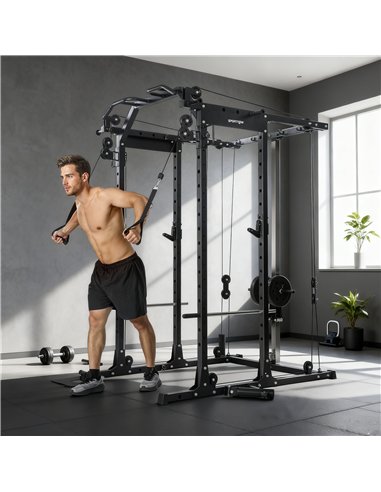 SPORTNOW Cable Crossover Machine, with Lat-Pull Down System
