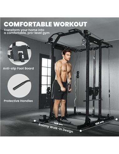 SPORTNOW Cable Crossover Machine, with Lat-Pull Down System