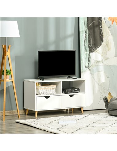 Homcom 990mm TV Stand with Shelf & Drawers, White