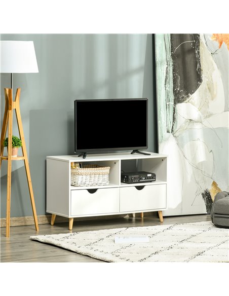 Homcom 990mm TV Stand with Shelf & Drawers, White - pic 17408 | FastDaddyshop