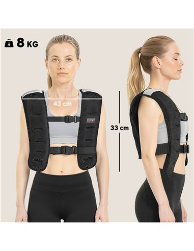 SPORTNOW Weighted Vest, 8 kg Weight Vest with Adjustable Straps, Reflective Strips, Black