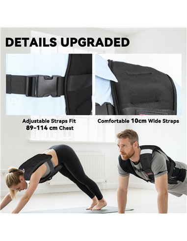 SPORTNOW Weighted Vest, 8 kg Weight Vest with Adjustable Straps, Reflective Strips, Black