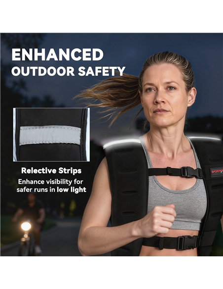 SPORTNOW Weighted Vest, 8 kg Weight Vest with Adjustable Straps, Reflective Strips, Black - pic 174089 | FastDaddyshop