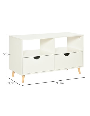 Homcom 990mm TV Stand with Shelf & Drawers, White