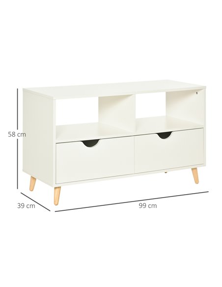 Homcom 990mm TV Stand with Shelf & Drawers, White - pic 17409 | FastDaddyshop