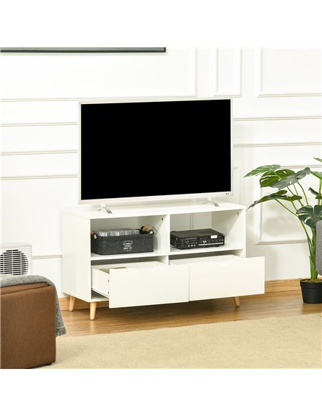 Homcom 990mm TV Stand with Shelf & Drawers, White - pic 17410 | FastDaddyshop