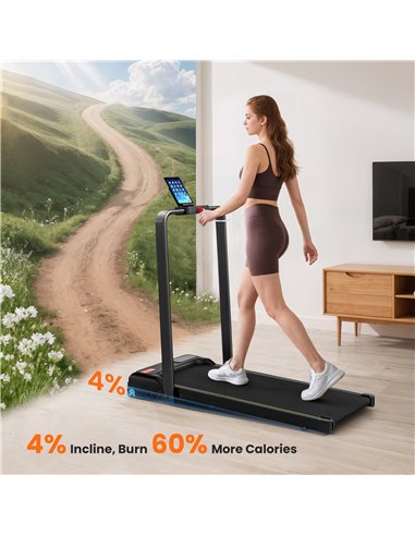 SPORTNOW Folding Walking Treadmill, Under Desk Walking Pad with Incline, Black