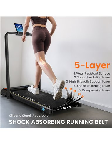 SPORTNOW Folding Walking Treadmill, Under Desk Walking Pad with Incline, Black