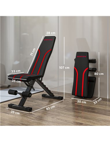 SPORTNOW Foldable Weight Bench, Adjustable Incline Flat Bench Press with 6-Level Backrest, 4-Level Seat, Leg Extension for Home 