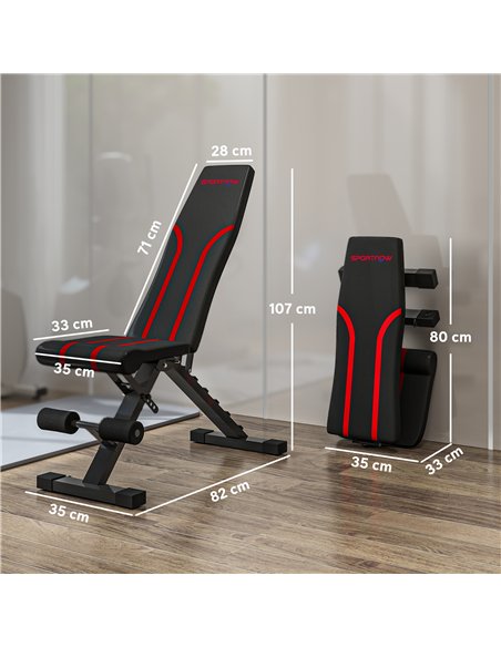 SPORTNOW Foldable Weight Bench, Adjustable Incline Flat Bench Press with 6-Level Backrest, 4-Level Seat, Leg Extension for Home  - pic 174113 | FastDaddyshop