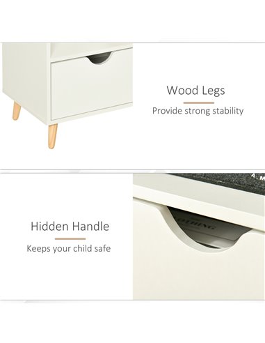 HOMCOM TV Stand with Shelf & Drawers Storage Cabinet Media Entertainment Center Modern White