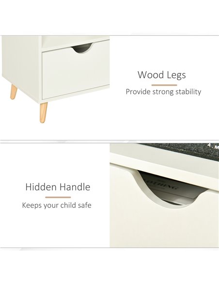 HOMCOM TV Stand with Shelf & Drawers Storage Cabinet Media Entertainment Center Modern White - pic 17412 | FastDaddyshop