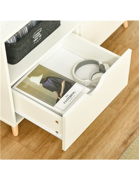 HOMCOM TV Stand with Shelf & Drawers Storage Cabinet Media Entertainment Center Modern White - pic 17413 | FastDaddyshop