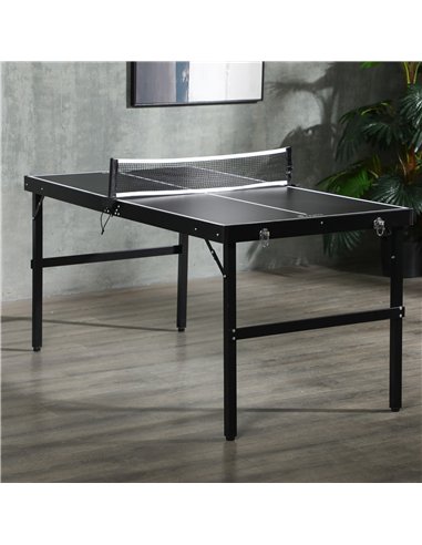 SPORTNOW 5ft Mini Table Tennis Table, Folding Ping Pong Table with Net and Aluminium Frame, Portable Ping Pong Game Set for Indo