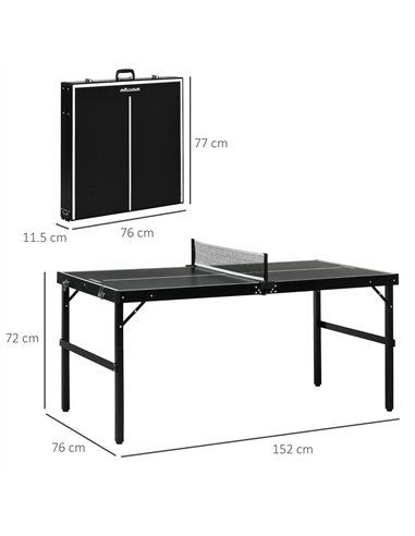 SPORTNOW 5ft Mini Table Tennis Table, Folding Ping Pong Table with Net and Aluminium Frame, Portable Ping Pong Game Set for Indo