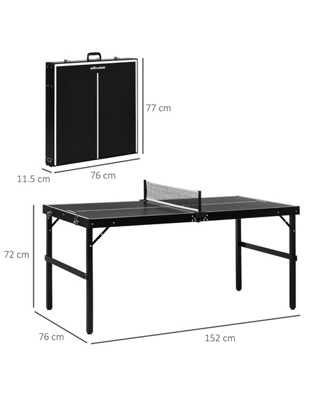 SPORTNOW 5ft Mini Table Tennis Table, Folding Ping Pong Table with Net and Aluminium Frame, Portable Ping Pong Game Set for Indo - pic 174131 | FastDaddyshop
