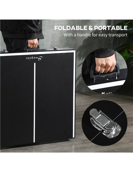 SPORTNOW 5ft Mini Table Tennis Table, Folding Ping Pong Table with Net and Aluminium Frame, Portable Ping Pong Game Set for Indo - pic 174132 | FastDaddyshop