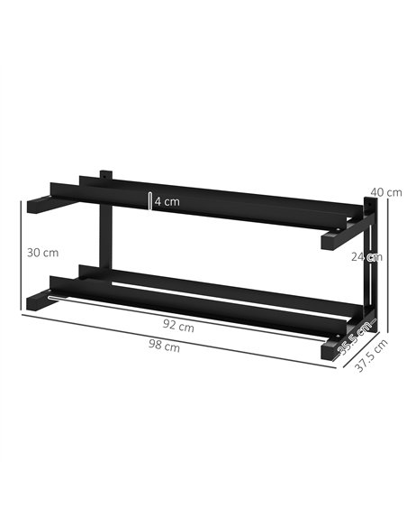SPORTNOW Wall-Mounted Dumbbell Rack, 2-Tier Weight Stand, Space-Saving and Multi-Functional Steel organiser for Home Gym, Black - pic 174140 | FastDaddyshop