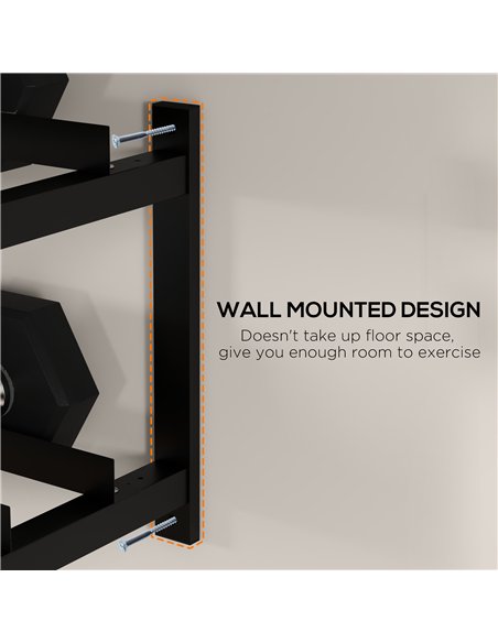 SPORTNOW Wall-Mounted Dumbbell Rack, 2-Tier Weight Stand, Space-Saving and Multi-Functional Steel organiser for Home Gym, Black - pic 174141 | FastDaddyshop