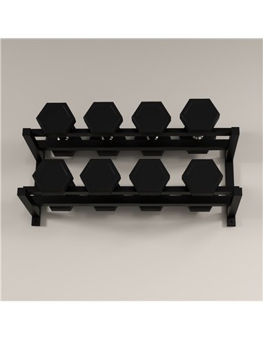 SPORTNOW Wall-Mounted Dumbbell Rack, 2-Tier Weight Stand, Space-Saving and Multi-Functional Steel organiser for Home Gym, Black