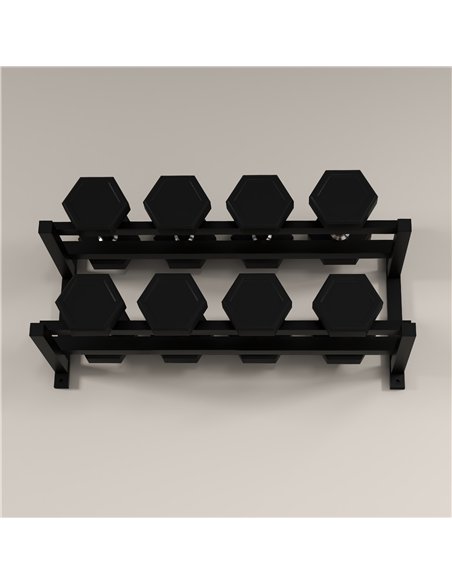 SPORTNOW Wall-Mounted Dumbbell Rack, 2-Tier Weight Stand, Space-Saving and Multi-Functional Steel organiser for Home Gym, Black - pic 174146 | FastDaddyshop
