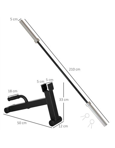 SPORTNOW 210cm Barbell Set, Barbell Bar for 5cm Weight Plates for Loading 200kg Weight Plates, for Home Gym Weight Training