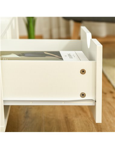 HOMCOM TV Stand with Shelf & Drawers Storage Cabinet Media Entertainment Center Modern White