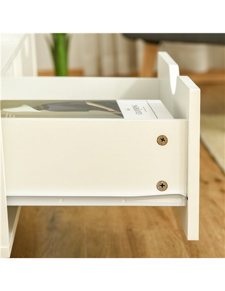 HOMCOM TV Stand with Shelf & Drawers Storage Cabinet Media Entertainment Center Modern White - pic 17415 | FastDaddyshop