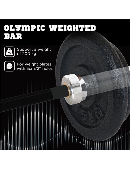 SPORTNOW 210cm Barbell Set, Barbell Bar for 5cm Weight Plates for Loading 200kg Weight Plates, for Home Gym Weight Training - pic 174150 | FastDaddyshop