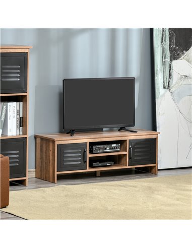 Homcom 1090mm TV Stand with 2 Drawers and 2 Storage Compartment, Brown - Black