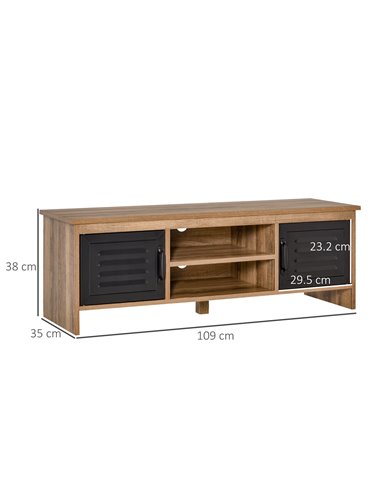 Homcom 1090mm TV Stand with 2 Drawers and 2 Storage Compartment, Brown - Black