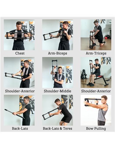 SPORTNOW Chest Expander, with 10-50kg Adjustable Resistance, for Home Gym, Office, Travel Workout