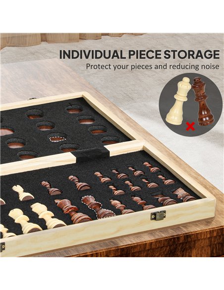 SPORTNOW 15 Inch Chess Set, Foldable Chess and Draughts Set, Brown - pic 174224 | FastDaddyshop