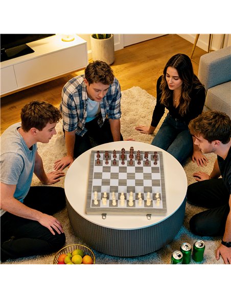 SPORTNOW 15 Inch Chess Set, Foldable Chess and Draughts Set, Brown - pic 174226 | FastDaddyshop