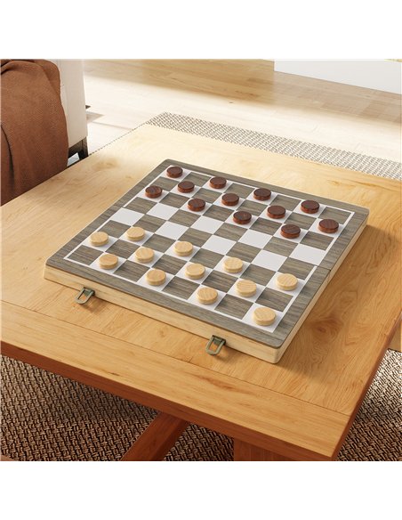 SPORTNOW 15 Inch Chess Set, Foldable Chess and Draughts Set, Brown - pic 174227 | FastDaddyshop