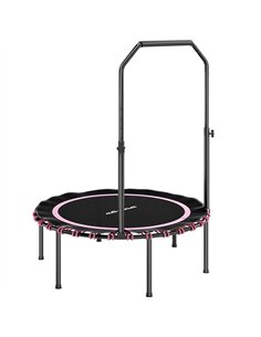 SPORTNOW 40" Foldable Fitness Trampoline Rebounder with Handle, Pink