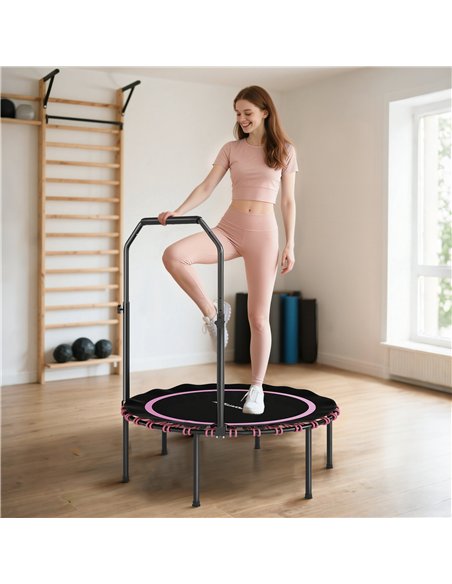 SPORTNOW 40" Foldable Fitness Trampoline Rebounder with Handle, Pink - pic 174229 | FastDaddyshop
