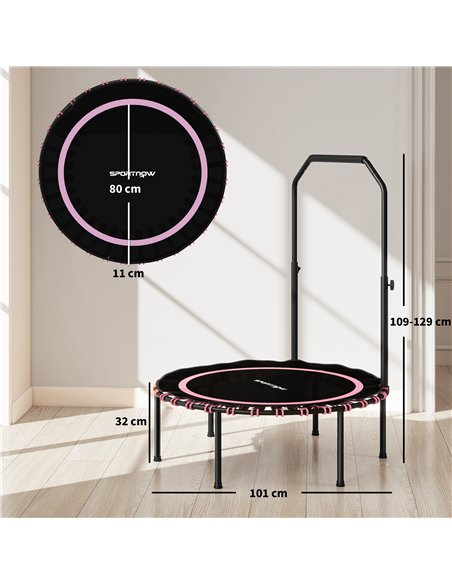 SPORTNOW 40" Foldable Fitness Trampoline Rebounder with Handle, Pink - pic 174230 | FastDaddyshop