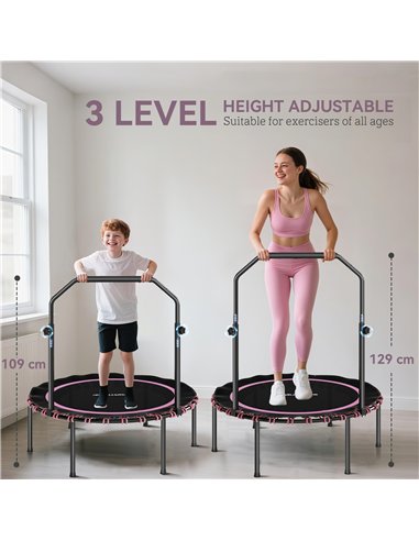 SPORTNOW 40" Foldable Fitness Trampoline Rebounder with Handle, Pink