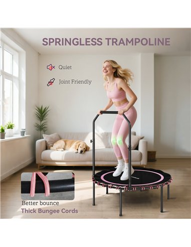 SPORTNOW 40" Foldable Fitness Trampoline Rebounder with Handle, Pink