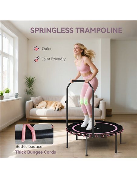 SPORTNOW 40" Foldable Fitness Trampoline Rebounder with Handle, Pink - pic 174232 | FastDaddyshop