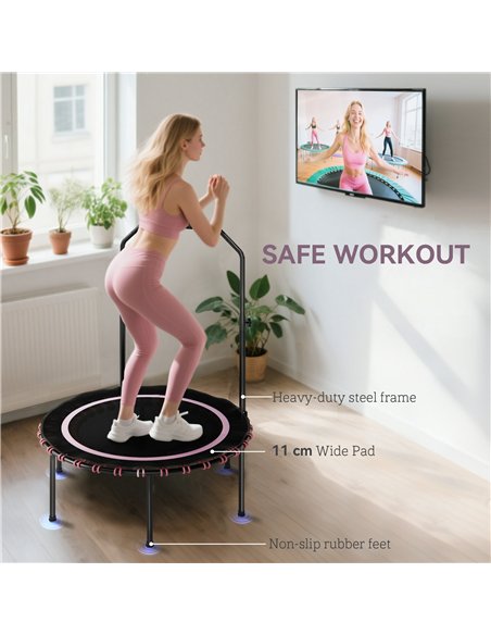 SPORTNOW 40" Foldable Fitness Trampoline Rebounder with Handle, Pink - pic 174233 | FastDaddyshop