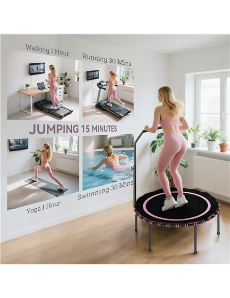 SPORTNOW 40" Foldable Fitness Trampoline Rebounder with Handle, Pink - pic 174234 | FastDaddyshop