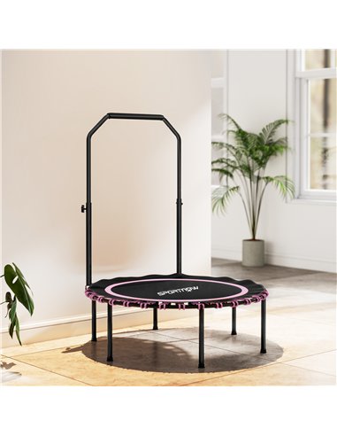 SPORTNOW 40" Foldable Fitness Trampoline Rebounder with Handle, Pink
