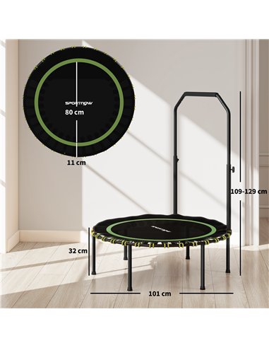 SPORTNOW 40" Foldable Fitness Trampoline Rebounder with Handle, Green