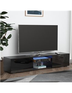 Homcom 1600mm TV Stand Cabinet with LED RGB Lights and Remote Control, Black 2
