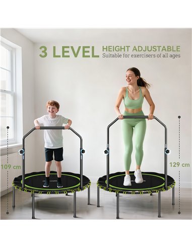 SPORTNOW 40" Foldable Fitness Trampoline Rebounder with Handle, Green