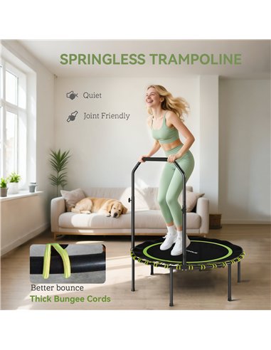SPORTNOW 40" Foldable Fitness Trampoline Rebounder with Handle, Green