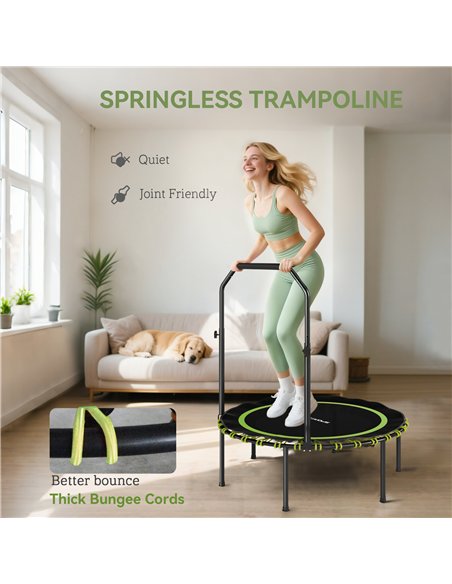 SPORTNOW 40" Foldable Fitness Trampoline Rebounder with Handle, Green - pic 174241 | FastDaddyshop